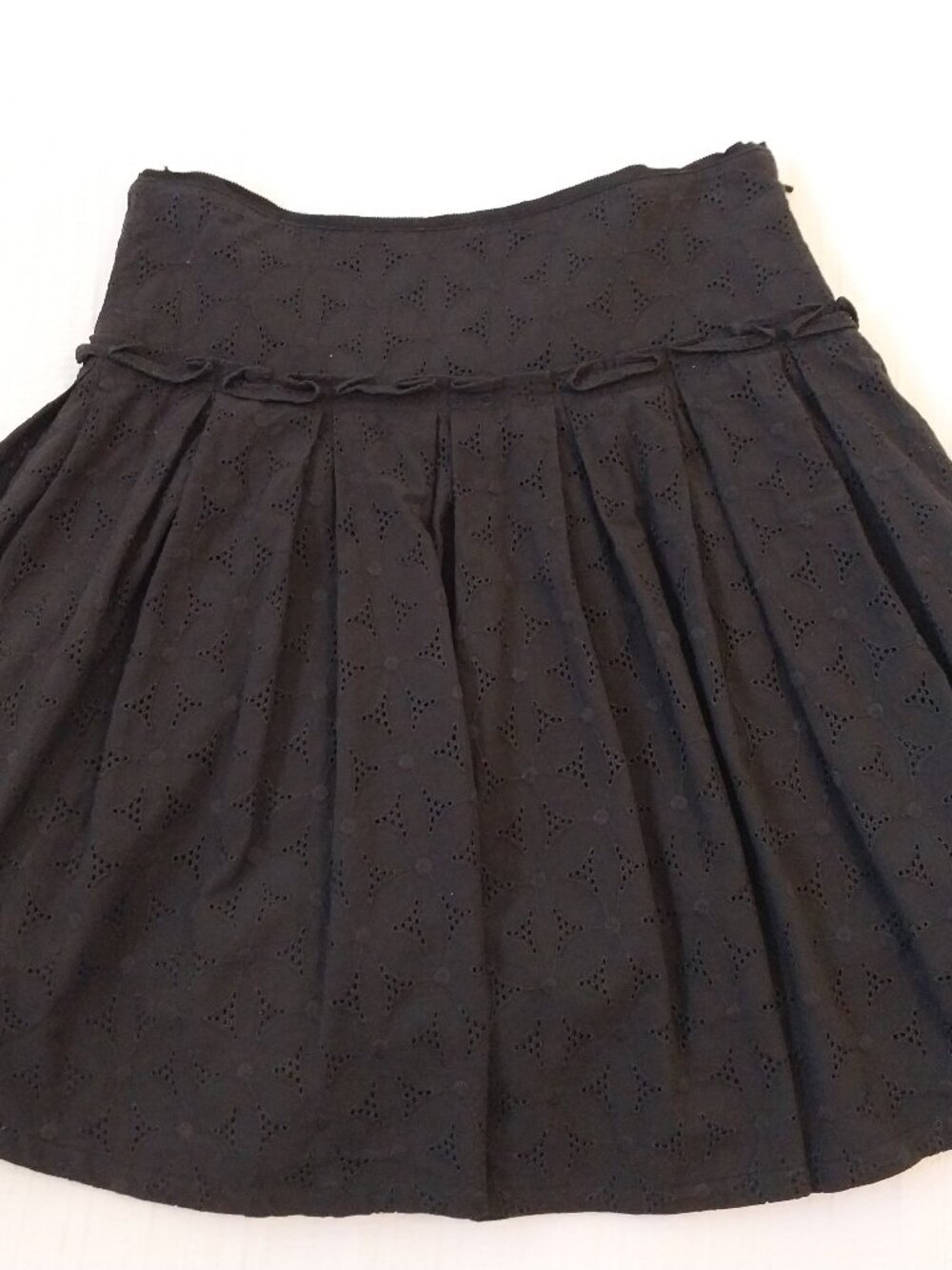 New NWOT Anthropologie Odille Black 100% cotton A-Line Eyelet Black Skirt 4
